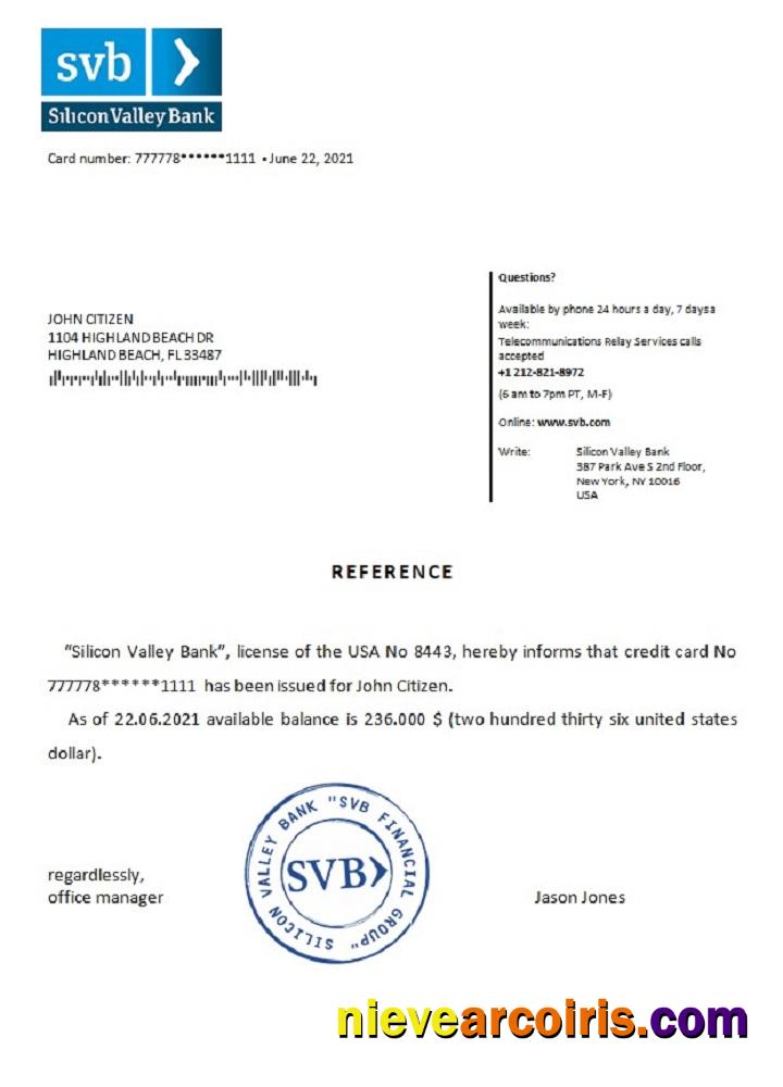 USA Silicon Valley Bank reference